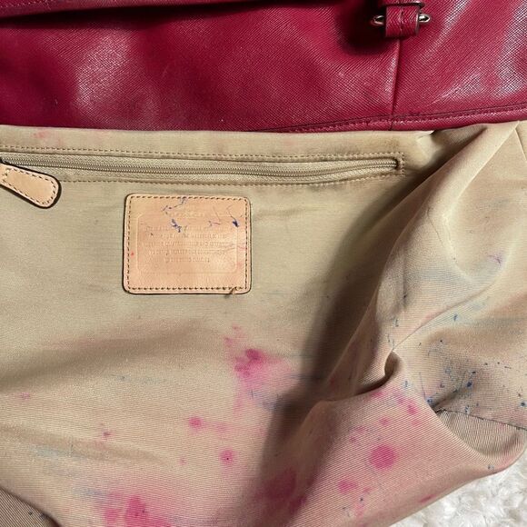 Red Coach Shoulder Bag with silver tone hardwares - Picture 10 of 15